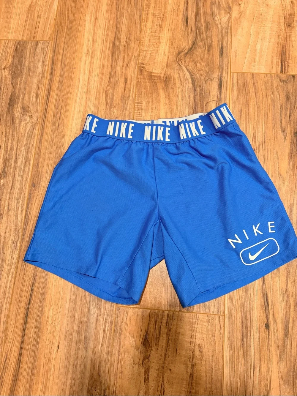 Nike Boys Royal Blue Athletic Shorts with White Logo Waistband